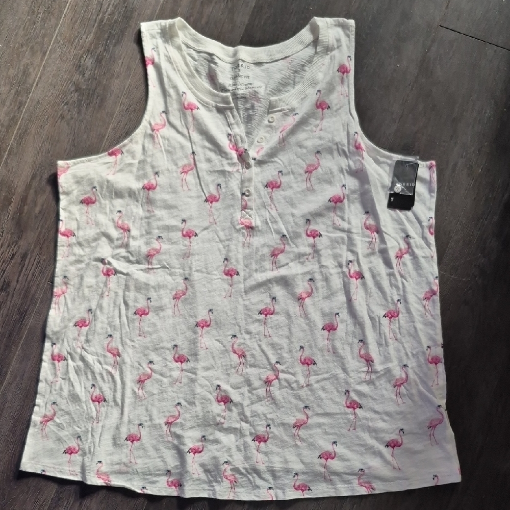 TORRID- PINK FLAMINGOS TANK - Picture 1 of 7